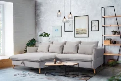 exxpo - sofa fashion Ecksofa »WALPY, elegant & modern, bequem, schmale Armlehnen, Breite 274cm« L-Form, wahlweise mit Bettfunktion und Bettkasten, in Cord