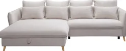 exxpo - sofa fashion Ecksofa »WALPY, elegant & modern, bequem, schmale Armlehnen, Breite 274cm« L-Form, wahlweise mit Bettfunktion und Bettkasten, in Cord
