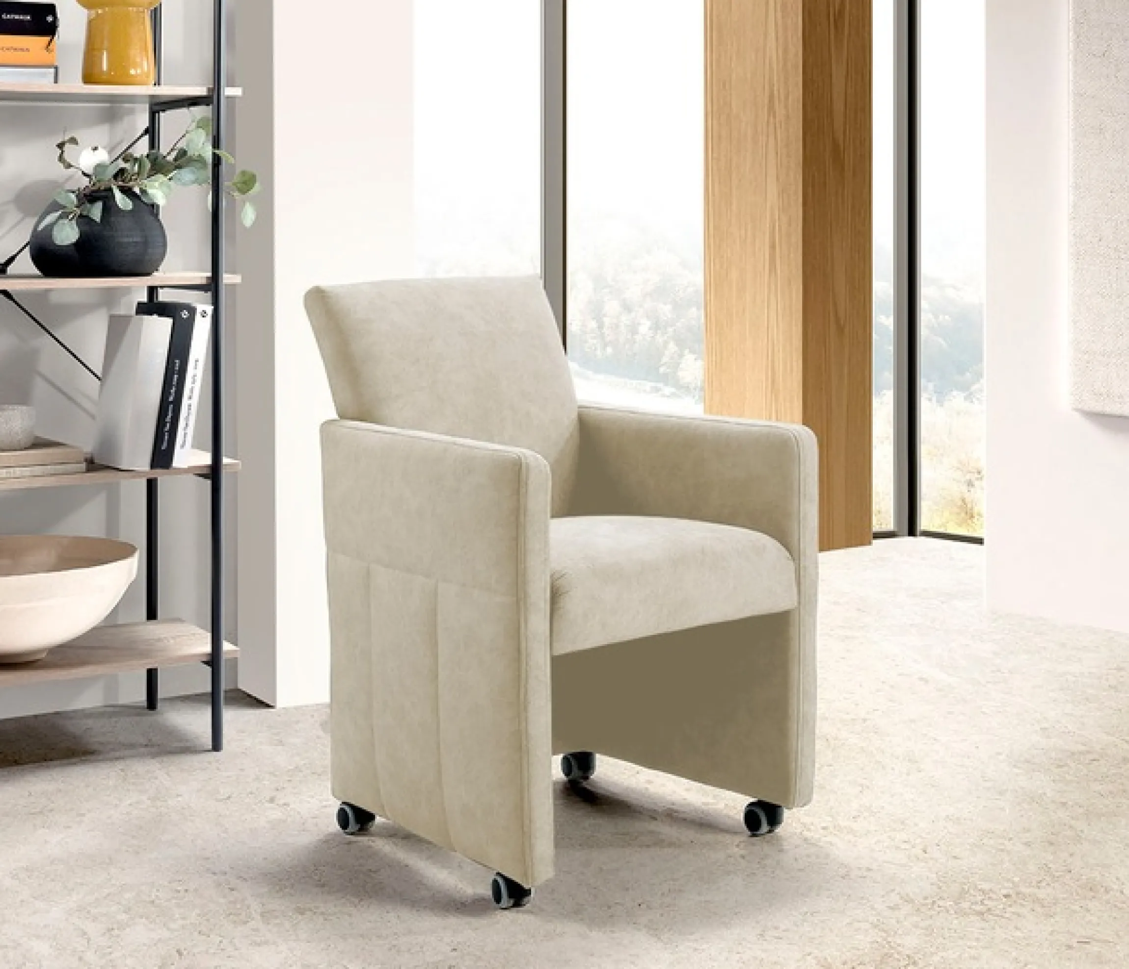 exxpo - sofa fashion Esszimmersessel Loungesessel auf Rollen, schmale Armlehnen, bequem