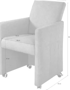 exxpo - sofa fashion Esszimmersessel Loungesessel auf Rollen, schmale Armlehnen, bequem