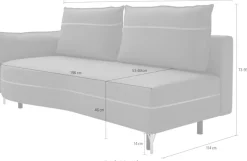 exxpo - sofa fashion Loungesofa »Ortis mit toller Kontrastnaht, Solitärmöbel, bequem, schmale Armlehne« Schlafsofa mit Bettfunktion und Bettkasten, komfortabler Federkern