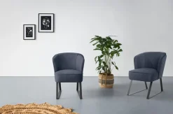 exxpo - sofa fashion Sessel »Americano, Loungesessel« mit Keder und Metallfüßen, Bezug in verschiedenen Qualitäten, 1 Stck.