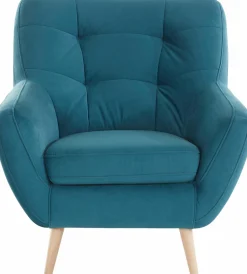 exxpo - sofa fashion Sessel »Scandi, Loungesessel mit tollem Sitzkomfort, hochwertige Polsterung« bequem, hohe Holzfüße