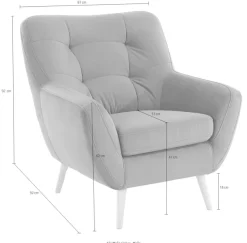 exxpo - sofa fashion Sessel »Scandi, Loungesessel mit tollem Sitzkomfort, hochwertige Polsterung« bequem, hohe Holzfüße
