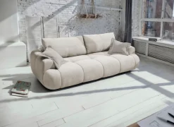 exxpo - sofa fashion 3-Sitzer »Alessano, 254 cm breit, modern & gemütlich« Verlässliche Qualität, inkl.Bettfunktion, Bettkasten, 2x Plaidskissen