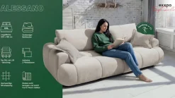 exxpo - sofa fashion 3-Sitzer »Alessano, 254 cm breit, modern & gemütlich« Verlässliche Qualität, inkl.Bettfunktion, Bettkasten, 2x Plaidskissen