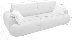 exxpo - sofa fashion 3-Sitzer »Alessano, 254 cm breit, modern & gemütlich« Verlässliche Qualität, inkl.Bettfunktion, Bettkasten, 2x Plaidskissen