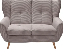 exxpo - sofa fashion 2-Sitzer »ALVESTA, Loungesofa, Küchensofa, hoher Sitzkomfort, Ohrenbackensofa« gemütliche Rückenlehne, mit Knopfheftung und hohen Holzfüßen, in Cord
