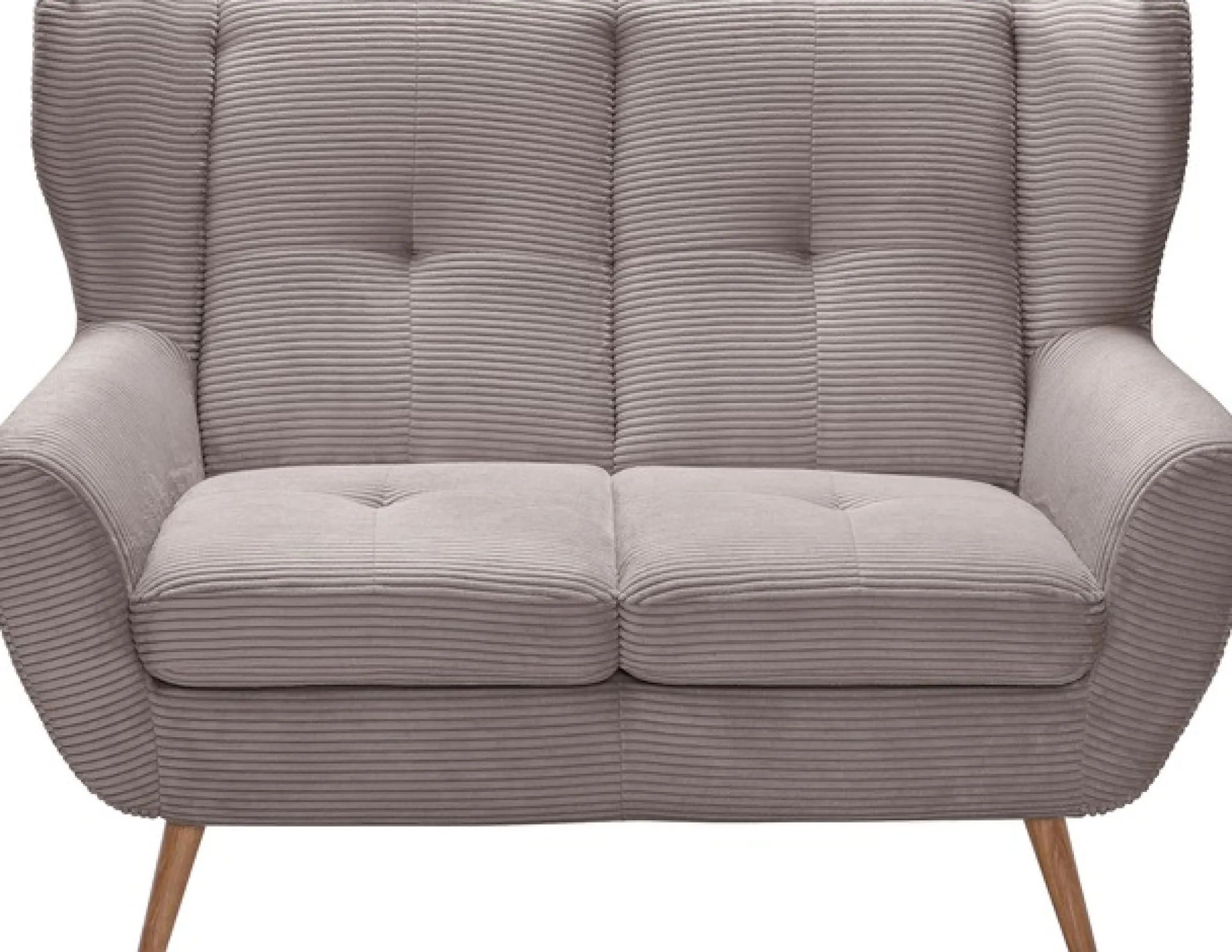 exxpo - sofa fashion 2-Sitzer »ALVESTA, Loungesofa, Küchensofa, hoher Sitzkomfort, Ohrenbackensofa« gemütliche Rückenlehne, mit Knopfheftung und hohen Holzfüßen, in Cord