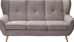 exxpo - sofa fashion 3-Sitzer »ALVESTA, Loungesofa, Küchensofa, hoher Sitzkomfort, Ohrenbackensofa« gemütliche Rückenlehne, mit Knopfheftung und hohen Holzfüßen, in Cord