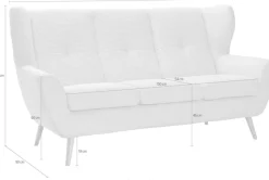 exxpo - sofa fashion 3-Sitzer »ALVESTA, Loungesofa, Küchensofa, hoher Sitzkomfort, Ohrenbackensofa« gemütliche Rückenlehne, mit Knopfheftung und hohen Holzfüßen, in Cord
