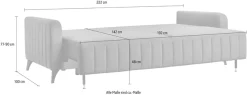 exxpo - sofa fashion 3-Sitzer »Grande, Schlafsofa, Dauerschläfer, Microvelours-Bezug, Breite 222cm« mit Bettfunktion und Bettkasten, komfortabler Federkern