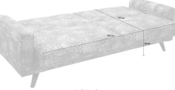 exxpo - sofa fashion 3-Sitzer »Side, toller Sitz- & Liegekomfort, Schlafsofa. Breite 222cm. hoher Fuß« mit Schlaffunktion, Bettkasten und hohe Holzfüße, Solitärmöbel