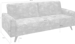 exxpo - sofa fashion 3-Sitzer »Side, toller Sitz- & Liegekomfort, Schlafsofa. Breite 222cm. hoher Fuß« mit Schlaffunktion, Bettkasten und hohe Holzfüße, Solitärmöbel