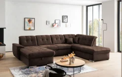 exxpo - sofa fashion Wohnlandschaft »Durango, aufwendige Sitz- und Rückenverarbeitung, bequem, U-Form« inkl. Kopfteilverstellung, wahlweise mit Bettfunktion und Bettkasten