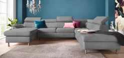exxpo - sofa fashion Wohnlandschaft »Maretto, bequem und komfortabel, viel Platz, Breite 330cm, U-Form« inkl. Kopfteilverstellung für mehr Sitzkomfort, wahlweise Bettfunktion