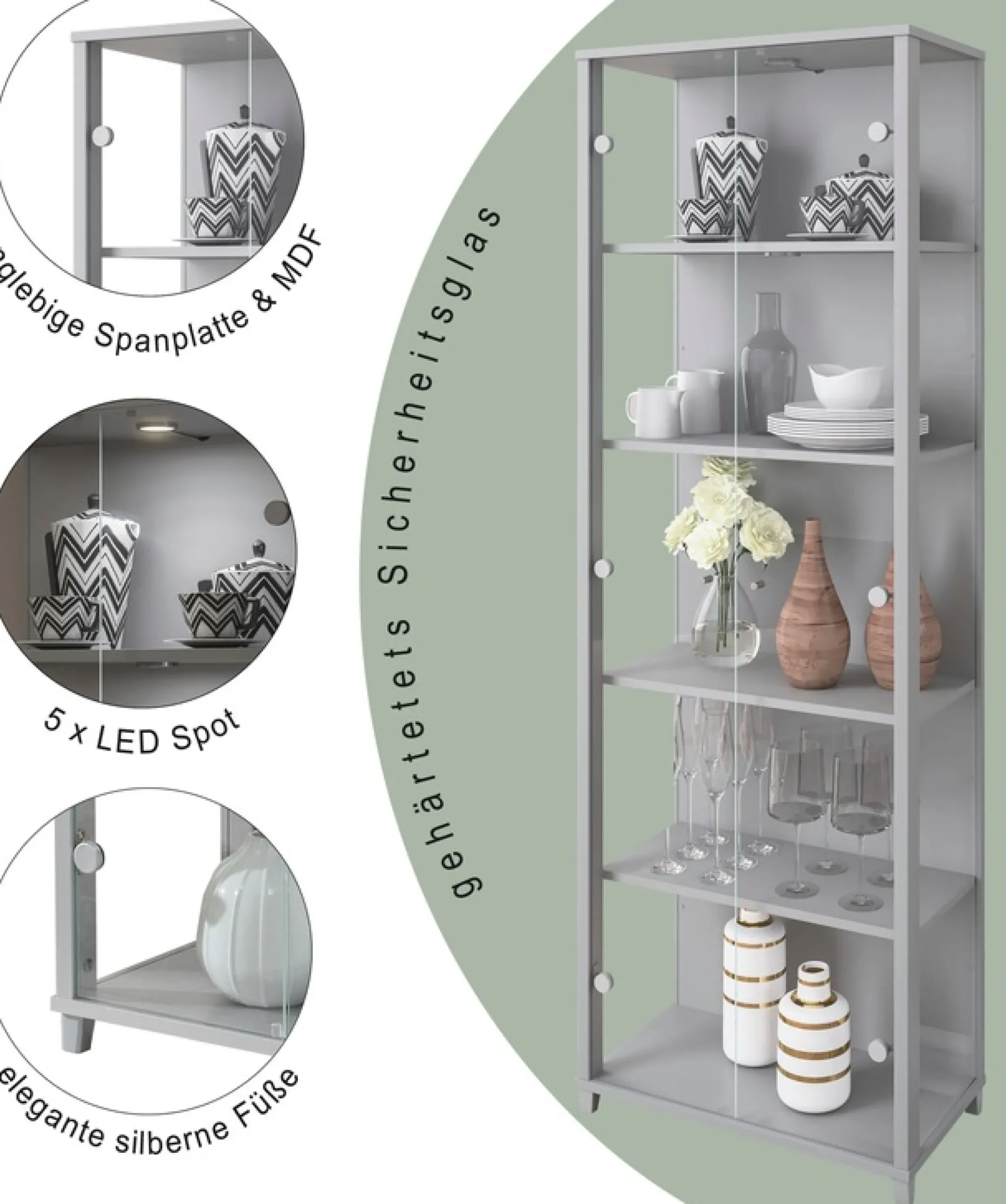 fif möbel Vitrine »OPTIMA« Standvitrine, Vitrinenschrank, Glasvitrine, Sammlervitrine