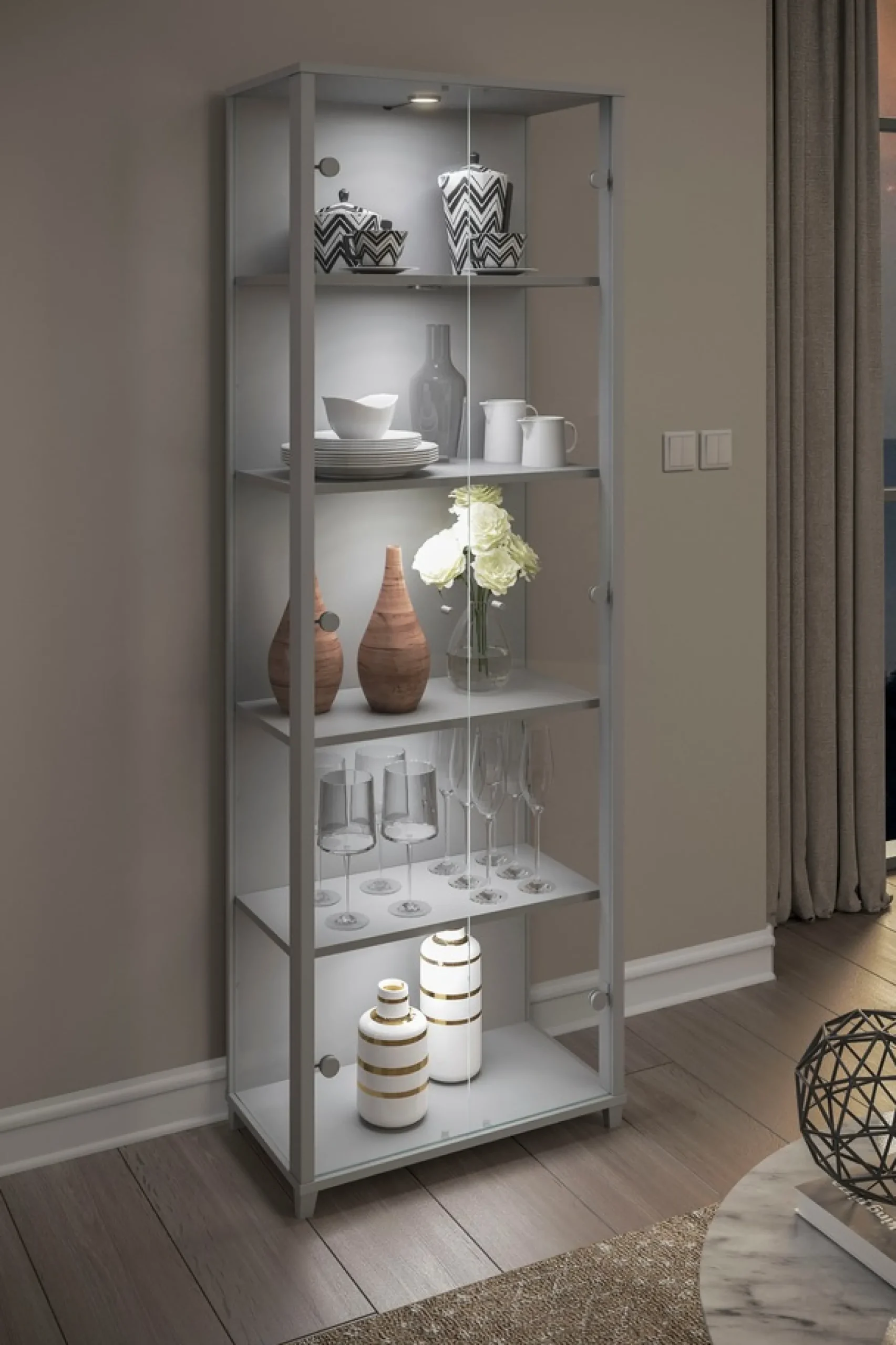 fif möbel Vitrine »OPTIMA« Standvitrine, Vitrinenschrank, Glasvitrine, Sammlervitrine