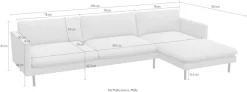 FLEXLUX Ecksofa »Bolzano, elegant und bequem, L-Form« Sitzaufbau mit Kaltschaum & Stahl-Wellen, loose Sitz -& Rückenkissen