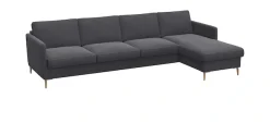FLEXLUX Ecksofa »Fiore, L-Form, bequem und komfortabel durch hochwertigem Sitzaufbau« schmale Armlehnen, Kaltschaum, Füße Alu+ Eiche