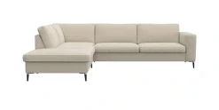 FLEXLUX Ecksofa »Fiore, L-Form, bequem und komfortabel durch hochwertigem Sitzaufbau« breite Armlehnen, Kaltschaum, Füße Alu+schwarz