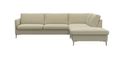 FLEXLUX Ecksofa »Fiore, super Sitzkomfort durch Kaltschaum im Sitz, L-Form« schmale Armlehnen, Füße Alu+ Eiche