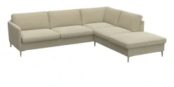 FLEXLUX Ecksofa »Fiore, super Sitzkomfort durch Kaltschaum im Sitz, L-Form« schmale Armlehnen, Füße Alu+ Eiche
