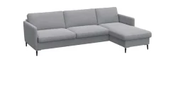 FLEXLUX Ecksofa »Fiore, super Sitzkomfort durch Kaltschaum im Sitz, L-Form« schmale Armlehnen, Füße Alu+schwarz