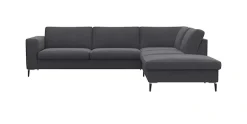 FLEXLUX Ecksofa »Fiore, super Sitzkomfort durch Kaltschaum im Sitz, L-Form« breite Armlehnen, Füße Alu+schwarz