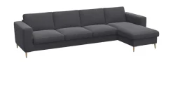 FLEXLUX Ecksofa »Fiore, super Sitzkomfort durch Kaltschaum im Sitz, L-Form« breite Armlehnen, Füße Alu+ Eiche