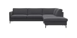 FLEXLUX Ecksofa »Fiore, super Sitzkomfort durch Kaltschaum im Sitz, L-Form« schmale Armlehnen, Füße Alu+schwarz