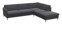 FLEXLUX Ecksofa »Fiore, super Sitzkomfort durch Kaltschaum im Sitz, L-Form« schmale Armlehnen, Füße Alu+schwarz