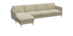 FLEXLUX Ecksofa »Fiore, super Sitzkomfort durch Kaltschaum im Sitz, L-Form« schmale Armlehnen, Füße Alu+ Eiche