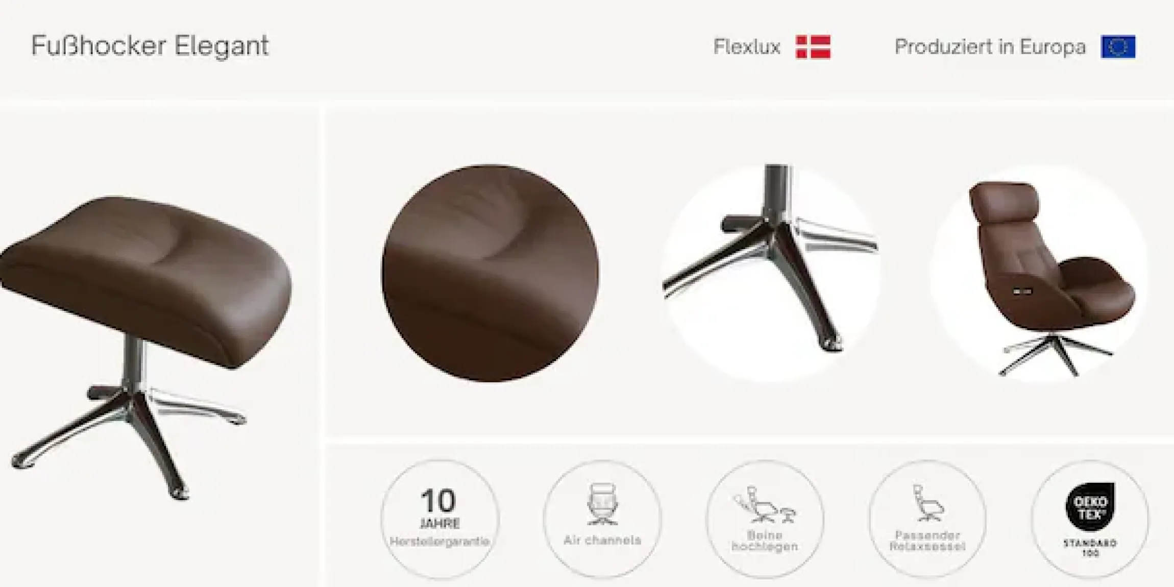FLEXLUX Fußhocker »Elegant Beinstütze, Entspannung, Skandinavisch, Ultimativer Komfort« Organische Formen, Robuster Alu fuß, Weicher Stoff oder Echtleder
