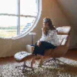 FLEXLUX Fußhocker »Elegant Beinstütze, Entspannung, Skandinavisch, Ultimativer Komfort« Organische Formen, Robuster Alu fuß, Weicher Stoff oder Echtleder