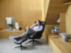 FLEXLUX Fußhocker »Volden Beinstütze, pflegeleicht, skandinavisches Design, hoher Komfort« für Beinauflage zur besseren Entspannung, schwarzer Fuß, Holzrahmen