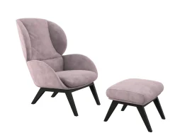 FLEXLUX Polsterhocker »Adria« Fuß schwarz, Fußhocker für Ohrensessel