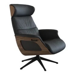 FLEXLUX Relaxsessel »Clement Rücken u. Kopfverstellung, ergonomisch, Airchannels« Rücken- & Kopfteilverstellung, Drehbar, Armlehne Walnuss, Fuß Schwarz