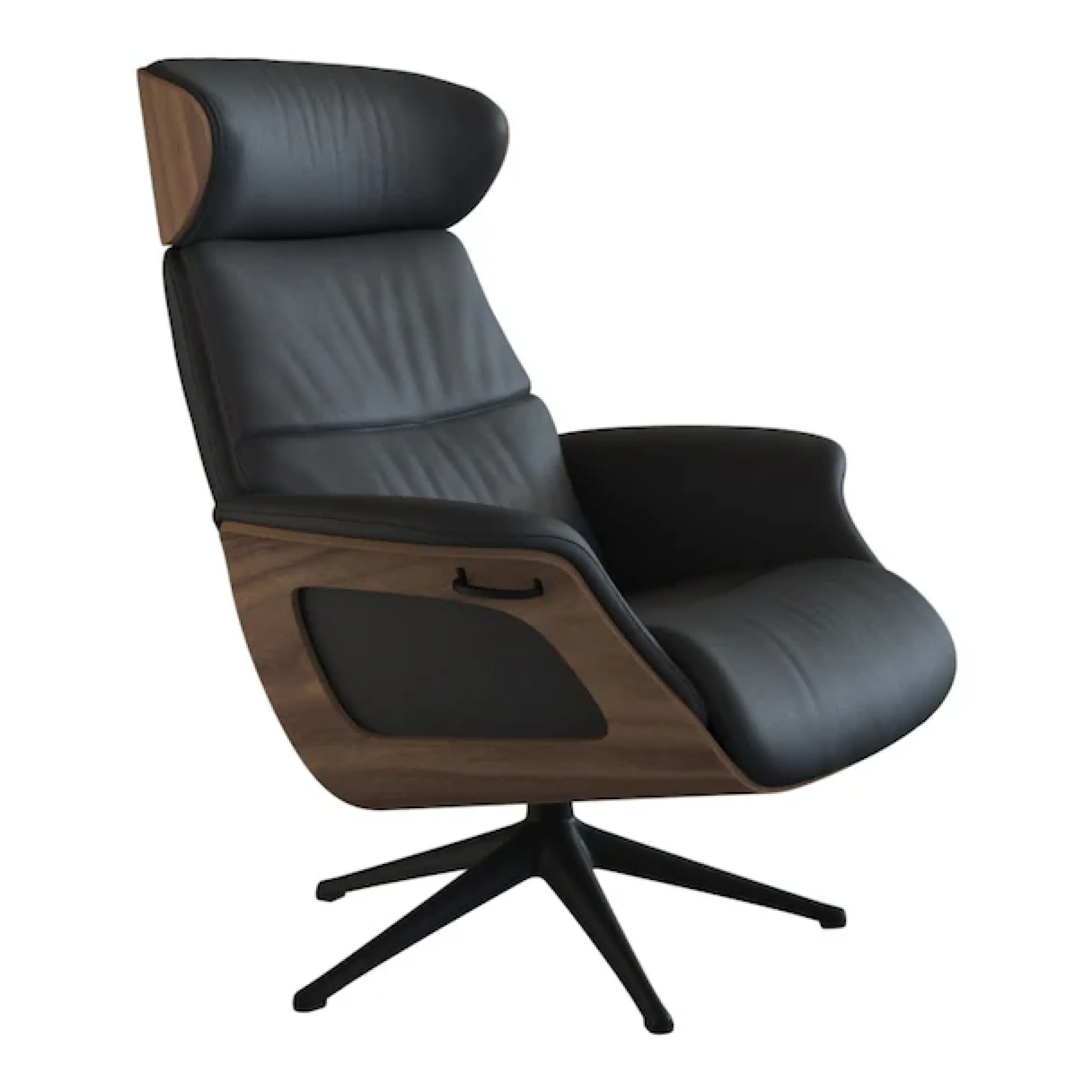 FLEXLUX Relaxsessel »Clement Rücken u. Kopfverstellung, ergonomisch, Airchannels« Rücken- & Kopfteilverstellung, Drehbar, Armlehne Walnuss, Fuß Schwarz