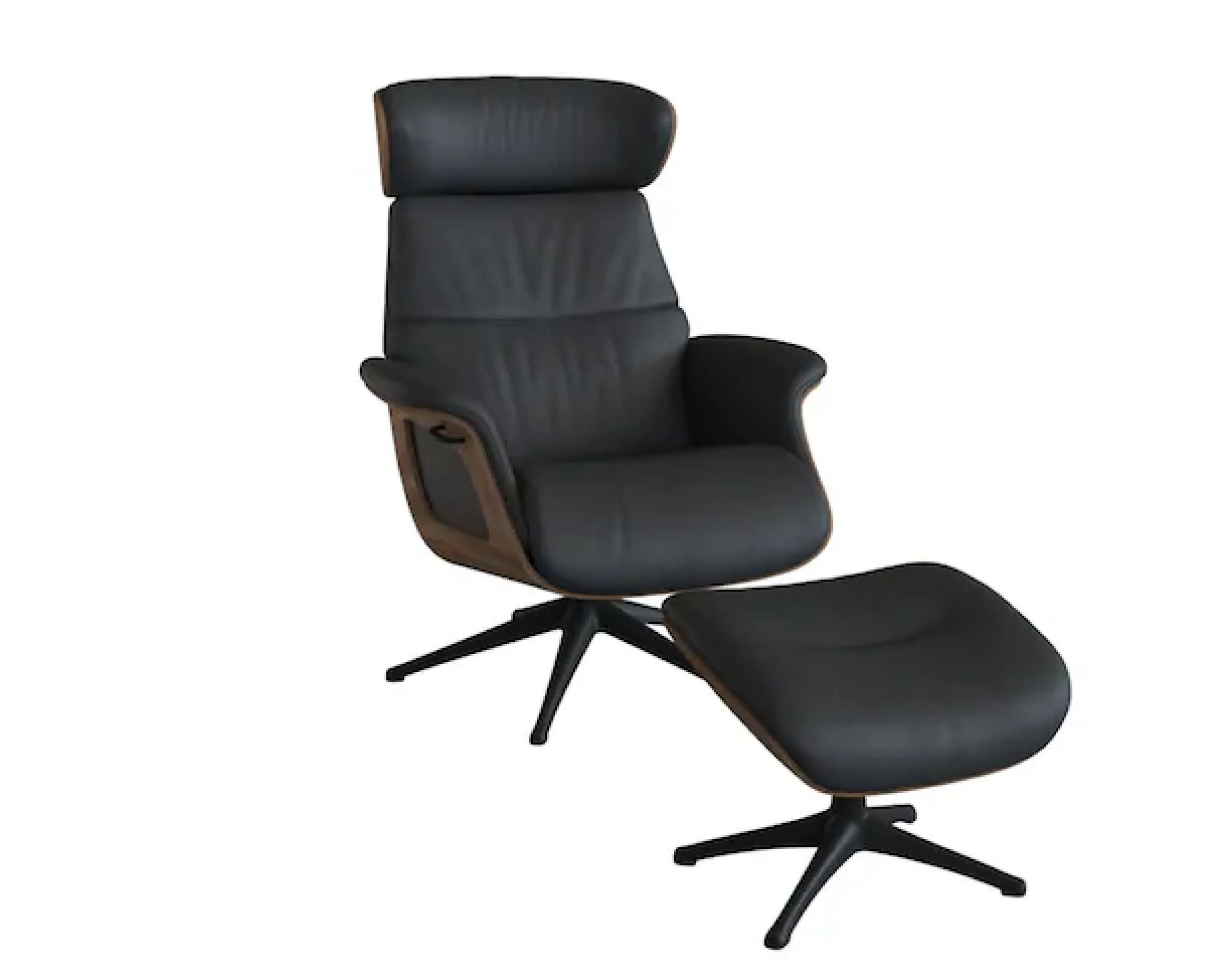 FLEXLUX Relaxsessel »Clement Rücken u. Kopfverstellung, ergonomisch, Airchannels« Rücken- & Kopfteilverstellung, Drehbar, Armlehne Walnuss, Fuß Schwarz