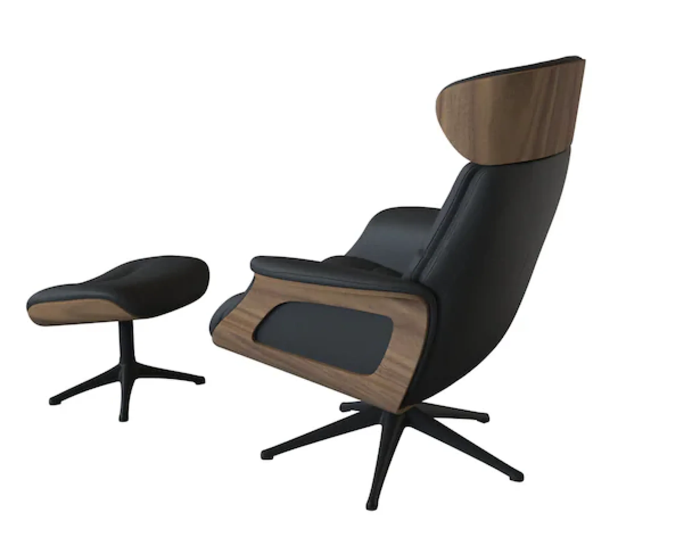 FLEXLUX Relaxsessel »Clement Rücken u. Kopfverstellung, ergonomisch, Airchannels« Rücken- & Kopfteilverstellung, Drehbar, Armlehne Walnuss, Fuß Schwarz