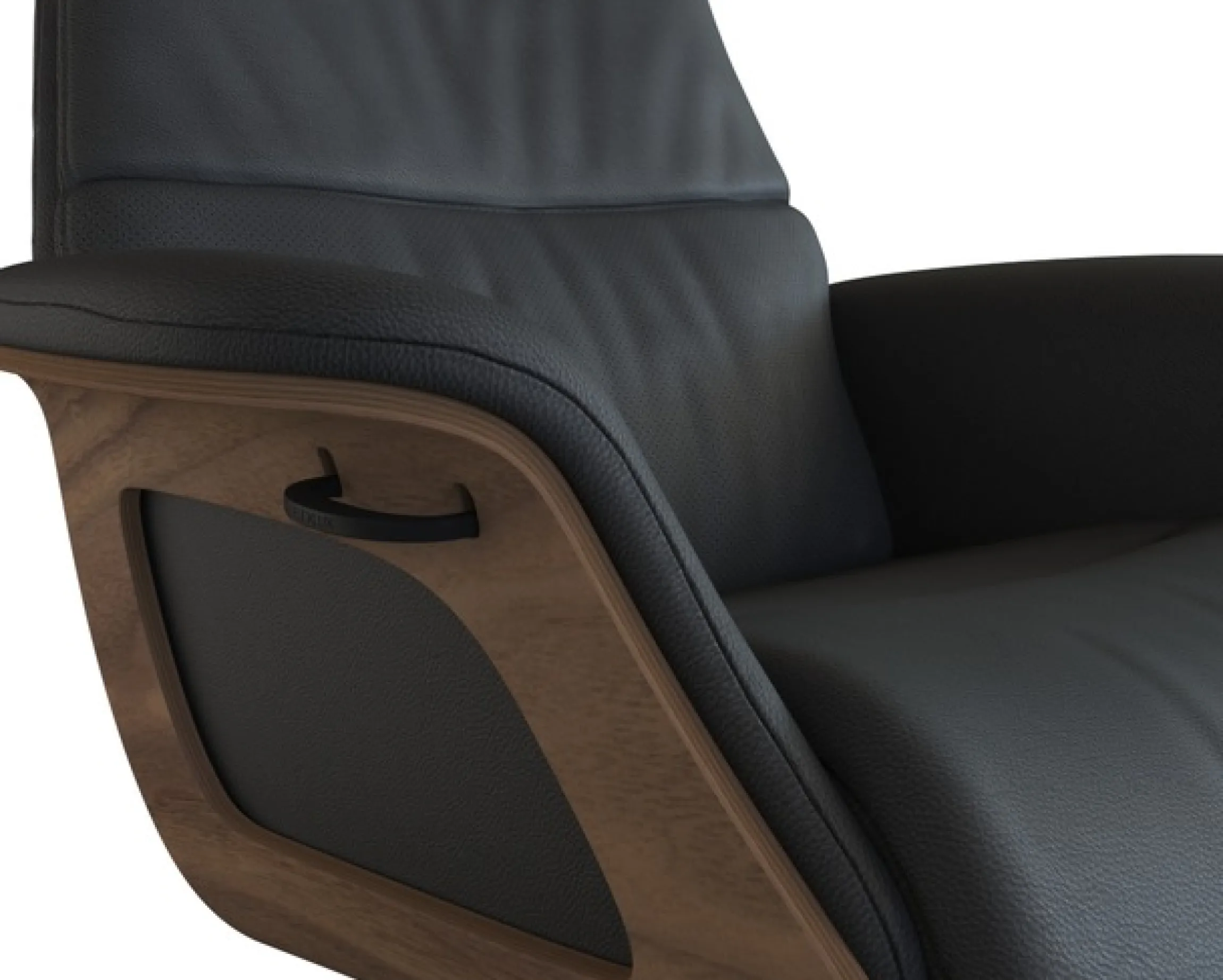 FLEXLUX Relaxsessel »Clement Rücken u. Kopfverstellung, ergonomisch, Airchannels« Rücken- & Kopfteilverstellung, Drehbar, Armlehne Walnuss, Fuß Schwarz