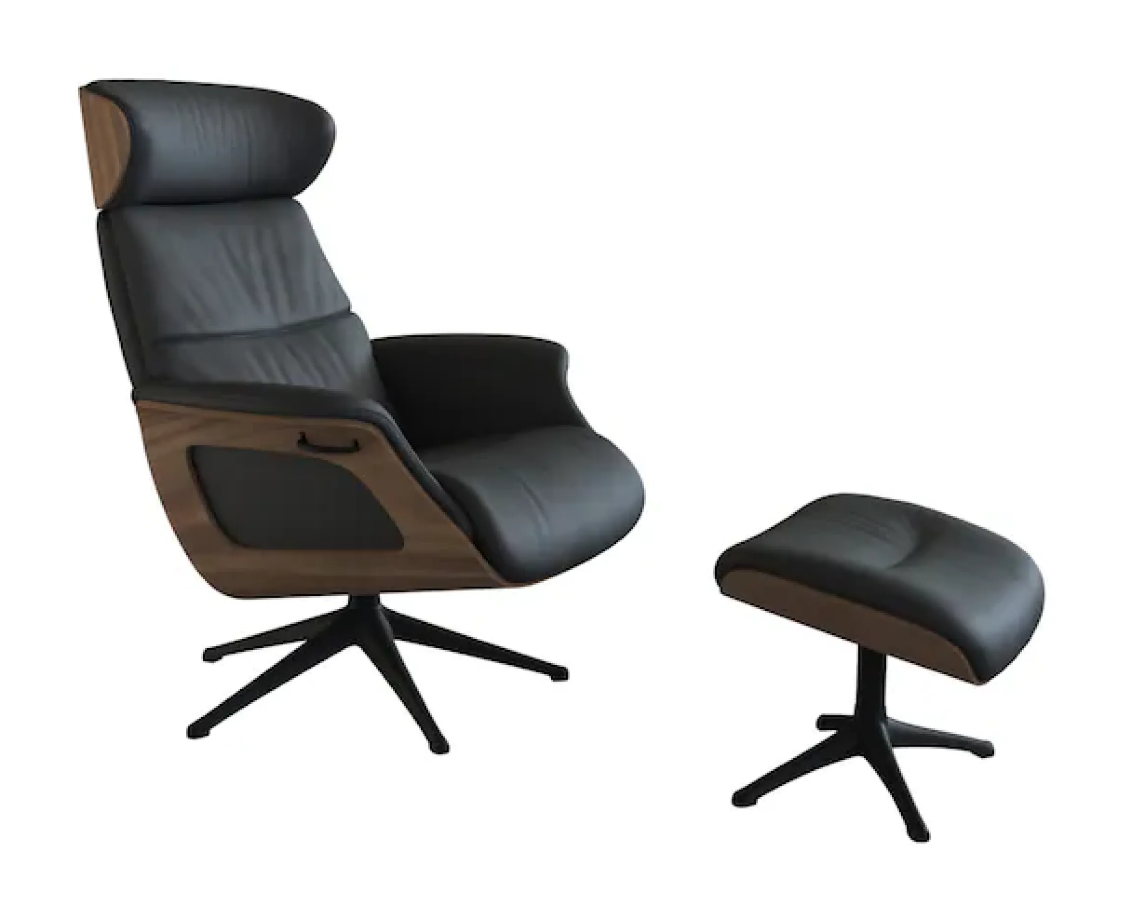 FLEXLUX Relaxsessel »Clement Rücken u. Kopfverstellung, ergonomisch, Airchannels« Rücken- & Kopfteilverstellung, Drehbar, Armlehne Walnuss, Fuß Schwarz