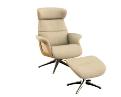 FLEXLUX Relaxsessel »Clement Rücken u. Kopfverstellung, ergonomisch, Airchannels« Rücken- & Kopfteilverstellung, Drehbar, Armlehne Eiche, Fuß Alu