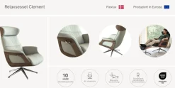 FLEXLUX Relaxsessel »Clement Rücken u. Kopfverstellung, ergonomisch, Airchannels« Rücken- & Kopfteilverstellung, Drehbar, Armlehne Eiche, Fuß Alu
