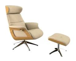 FLEXLUX Relaxsessel »Clement Rücken u. Kopfverstellung, ergonomisch, Airchannels« Rücken- & Kopfteilverstellung, Drehbar, Armlehne Eiche, Fuß Alu