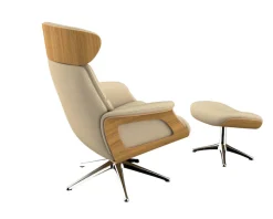 FLEXLUX Relaxsessel »Clement Rücken u. Kopfverstellung, ergonomisch, Airchannels« Rücken- & Kopfteilverstellung, Drehbar, Armlehne Eiche, Fuß Alu