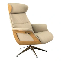 FLEXLUX Relaxsessel »Clement Rücken u. Kopfverstellung, ergonomisch, Airchannels« Rücken- & Kopfteilverstellung, Drehbar, Armlehne Eiche, Fuß Alu