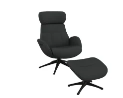 FLEXLUX Relaxsessel »Elegant, Funktionssessel, verstellbarer Rücken- und Kopfstütze« Drehbar, Skandinavisch design, Echtleder oder Stoff, Schwarzer Fuß
