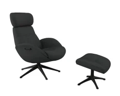 FLEXLUX Relaxsessel »Elegant, Funktionssessel, verstellbarer Rücken- und Kopfstütze« Drehbar, Skandinavisch design, Echtleder oder Stoff, Schwarzer Fuß